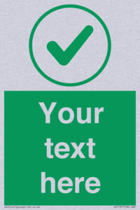 Custom green background, green tick in circle sign